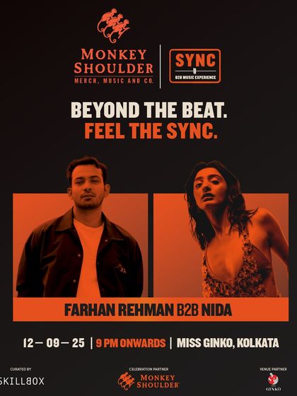The official event poster for the Monkey Shoulder 'SYNC' B2B experience. I often collaborate with brands on their signature event IPs, helping to build a strong musical identity.