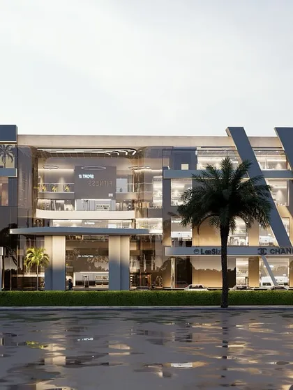 This 3D render showcases our approach to commercial architecture, where geometry meets design. This retail space is crafted with precision, blending sharp lines and bold, multi-level glass structures to create a modern and engaging shopping experience.