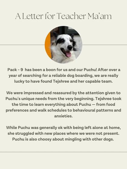 A letter from Puchu's guardian, calling our center a "boon" and a reliable, safe haven.