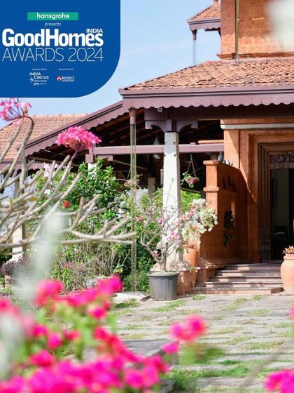 A proud moment for our studio, receiving the GoodHomes 2024 Award for contextual design. This image showcases the home's entrance, a testament to a design that grew from a deep reverence for its Coorg setting.