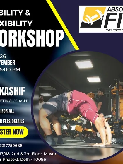 This poster is for our Mobility and Flexibility Workshop, led by a professional powerlifting coach. These sessions are designed to help you improve your movement, prevent injury, and enhance your lifting performance.