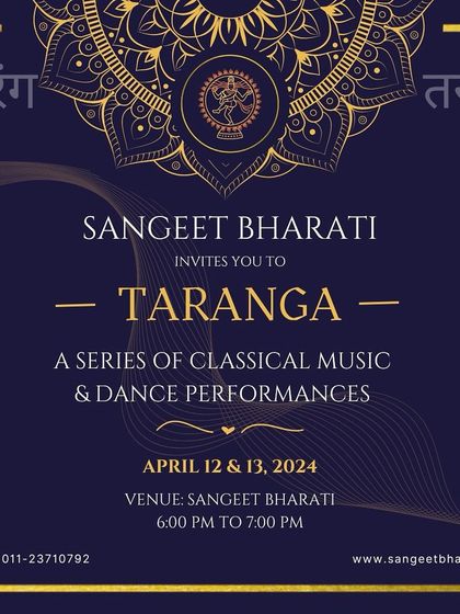 An invitation to 'Taranga,' our series of classical music and dance performances. These events provide our budding stars with regular stage exposure throughout the year.