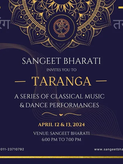 An invitation to 'Taranga,' our series of classical music and dance performances. These events provide our budding stars with regular stage exposure throughout the year.