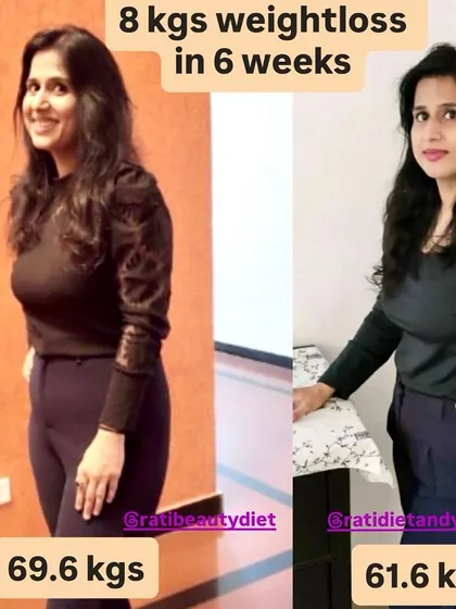 Usha lost 8 kgs, going from 69.6 kgs to 61.6 kgs. She felt energetic throughout her journey and now recommends the challenge to others.