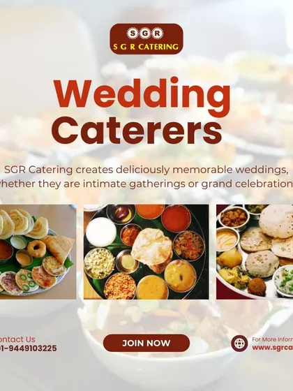 We create deliciously memorable weddings, whether for intimate gatherings or grand celebrations. This collage shows the variety of our food, from tiffin items to full thali meals.