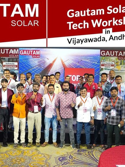 A group photo with attendees at our "Gautam Solar Tech Workshop" in Vijayawada, Andhra Pradesh, on July 13, 2024.