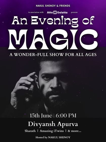 Another magical night with Nakul Shenoy & Friends, featuring magician Divyansh Apurva. These shows bring together celebrated performers and rising stars for an unforgettable experience.