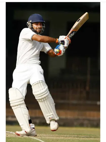 A classic batting pose from Rajat Paliwal, who played a great innings of 94 for the Services team in the Ranji Trophy.