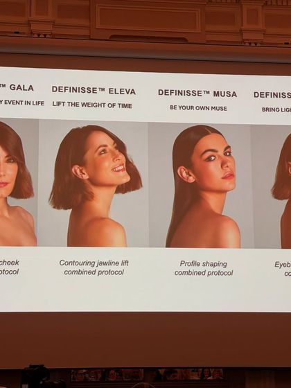 This slide from the workshop illustrates different protocols for using Definisse threads, such as lifting the cheeks, contouring the jawline, and shaping the brows. I use these advanced, comprehensive strategies in my practice.