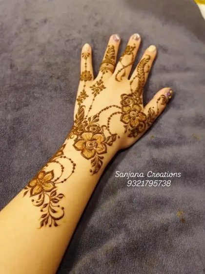 A beautiful floral vine design that flows from the wrist to the index finger, created for a lovely client from Japan.