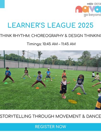 Storytelling through movement and dance is a key component of my "Think Rhythm" program. Here, children are on the field, using their bodies to express ideas and collaborate on a performance.