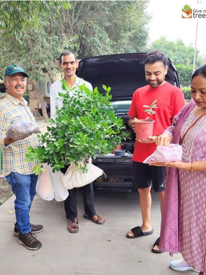 A family donates seeds, saplings, and a large, healthy plant during our collection drive. The generosity of the community is what fuels our ability to keep planting and expanding our green footprint.