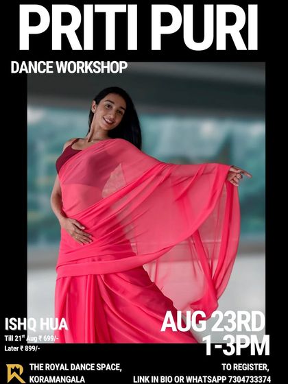 Poster for Priti Puri's Bollywood semi-classical workshop on "Ishq Hua".