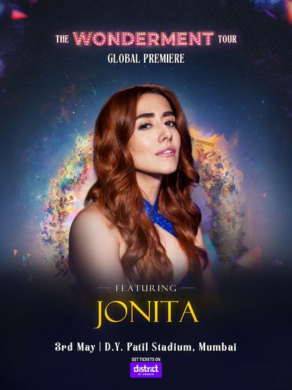 The official feature poster for artist Jonita Gandhi. The consistent branding across all posters, with unique artist portraits, helps build a cohesive and professional visual identity for the tour.