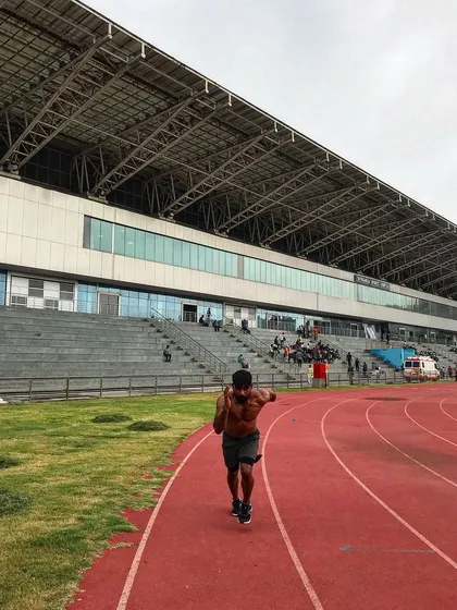 Putting in the work on the track. Running is a fundamental part of my athletic training, building stamina and endurance that translates to every other workout.