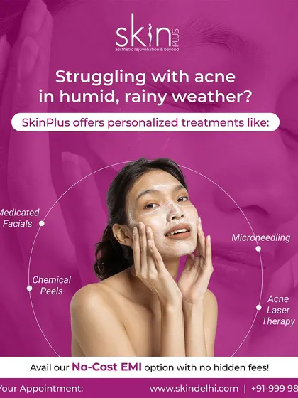 Humid weather can be tough on acne-prone skin. I provide personalized treatments like medicated facials and acne laser therapy to manage breakouts and maintain clear skin during challenging seasons like the monsoon.