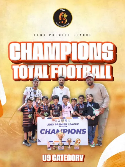 Our youngest champions. The U9 team conquered the Leno Premier League, showing that a winning mentality starts early at TFA.