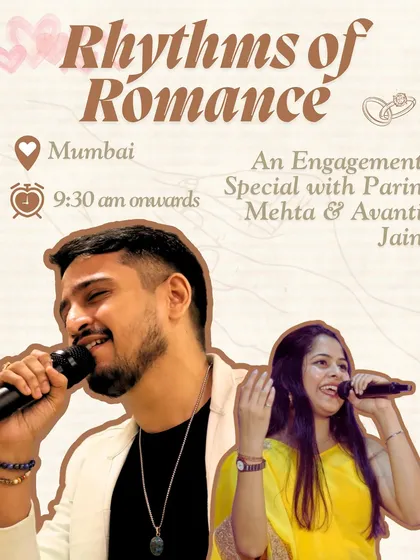 An event poster for a "Rhythms of Romance" engagement special. I was honored to perform with Avanti Jain to create a morning of beautiful music for the happy couple.