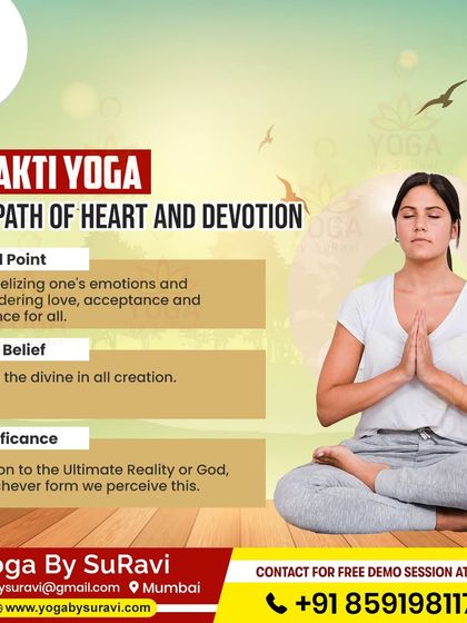Bhakti Yoga, the path of heart and devotion, is one of the five branches we teach. It focuses on seeing the divine in all creation.