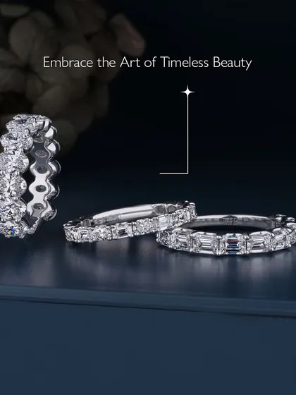 Embrace the art of timeless beauty. These diamond eternity bands showcase different diamond cuts, from oval to emerald. I design them to be stacked for style or worn alone for endless shine, a story captured in a circle of light.
