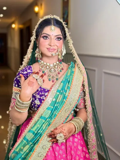A final portrait of this stunning bride. The makeup is designed to be both beautiful in person and striking in photographs.