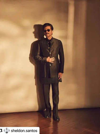 Styling for Anil Kapoor for a shoot with Sheldon Santos. The lighting creates dramatic shadows that accentuate the structure of the haircut.
