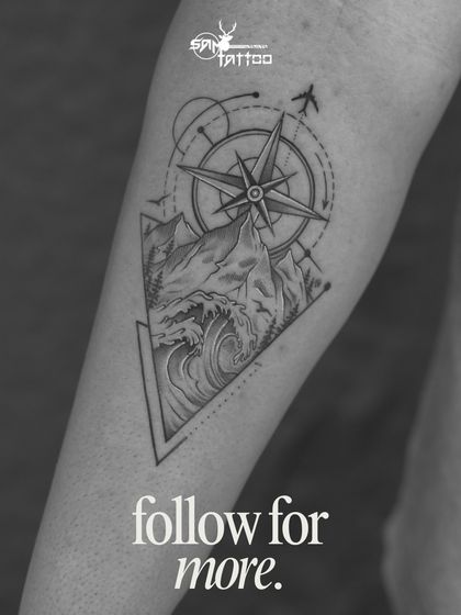 The final piece for Shailesh. A custom design combining a compass, waves, and mountains to symbolize his journey, resilience, and staying true to his path.