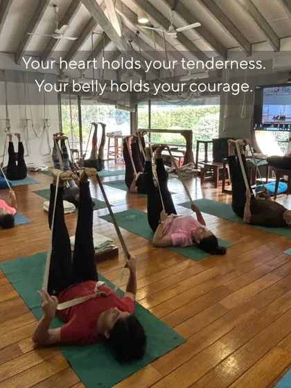 This collection of images captures the essence of my classes. You will see students of all levels using various props, receiving individual adjustments, and practicing together with focus and dedication. Each photo is a glimpse into our journey of alignment and discovery.