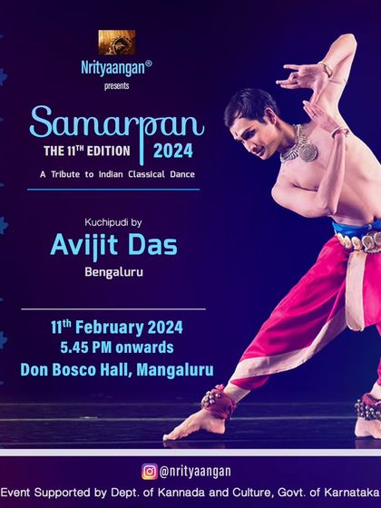 The poster for my Kuchipudi performance at the 11th edition of the Samarpan festival in Mangaluru.