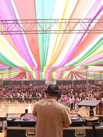 Playing for a massive crowd at a Holi festival is a different kind of energy. The vibrant colors and daytime party atmosphere are incredible, and I love building a set that matches that joyous, celebratory vibe.