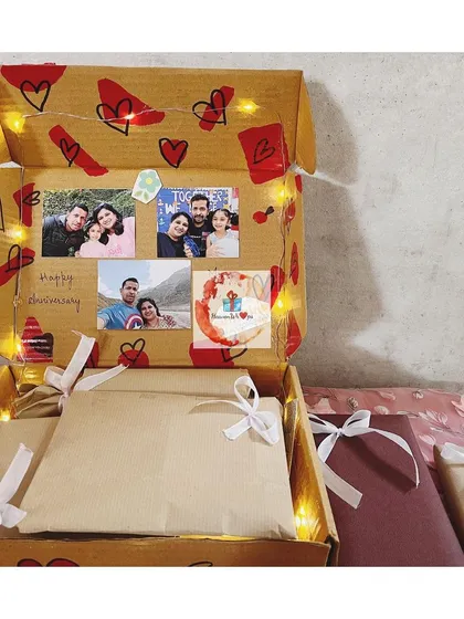 We love bringing unique ideas to life. This was a special "8 gifts for 8 years" anniversary box, with each gift individually wrapped to celebrate every year of the journey together.