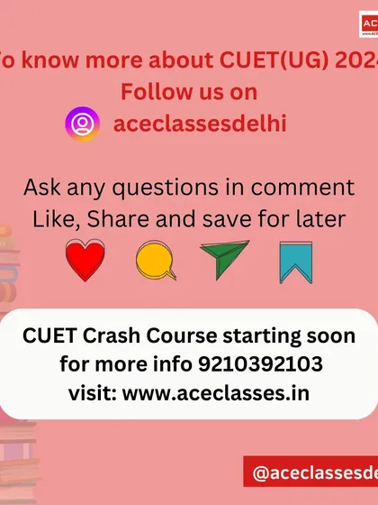 A call to action for our CUET Crash Course and an invitation for students to follow us for more information and ask questions.