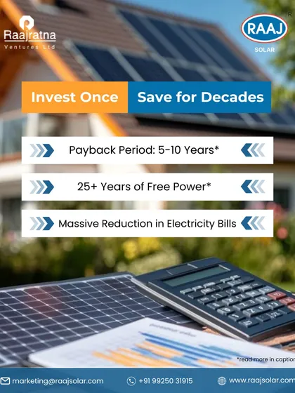 An investment in solar is an investment in decades of savings. Our solutions are designed for a quick payback period, after which you can enjoy over 25 years of significantly reduced or even free electricity, securing your financial future.