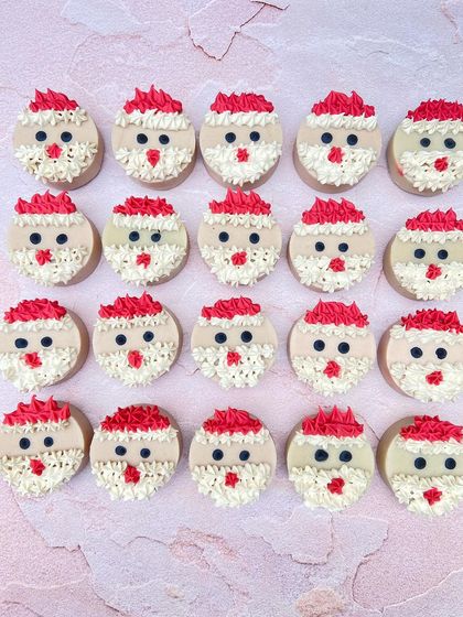 Look at these little Santa faces! I pipe the beard and hat details by hand on each soap, making every single one a unique little character. They are almost too cute to use!