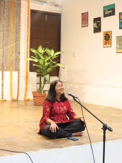 A vocalist performs at our Platform Performances event.