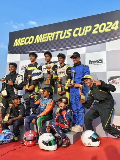 The full podium of winners from Round 1 of the Meco Meritus Cup & IKAT 2024, celebrating their victories.