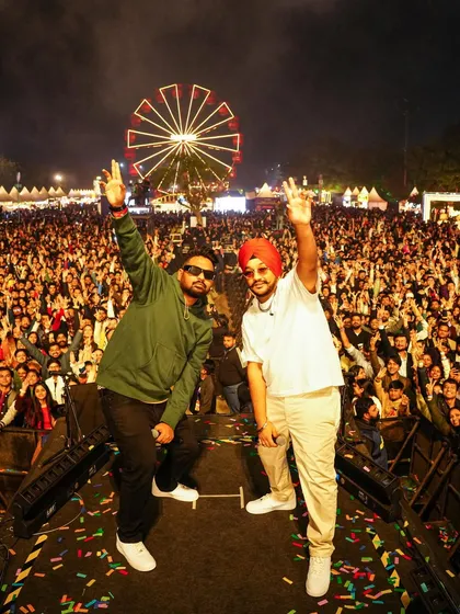 Sharing the stage with Riar Saab at Zomaland Delhi. Collaborating with top artists and feeling the energy from a packed-out festival crowd is what it's all about.