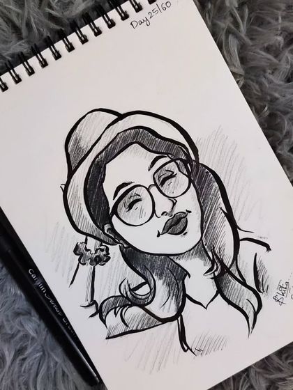 A whimsical caricature of a girl in a hat. Adding accessories like this can really help tell a story.