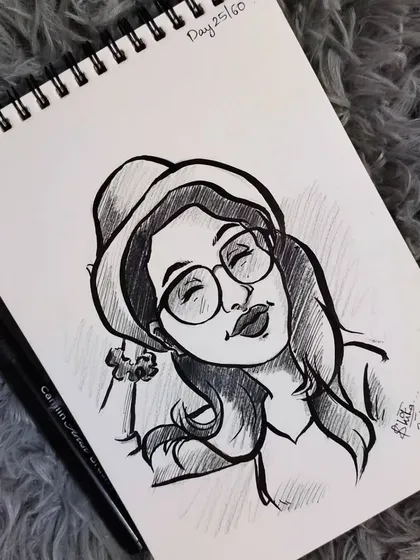 A whimsical caricature of a girl in a hat. Adding accessories like this can really help tell a story.