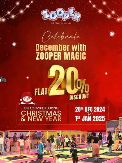 Celebrate December with Zooper magic. Enjoy a flat 20% discount on activities during Christmas and New Year.