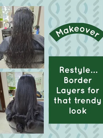 A restyle using border layers to give long hair a trendy and polished look. This technique is ideal for adding shape without sacrificing length.