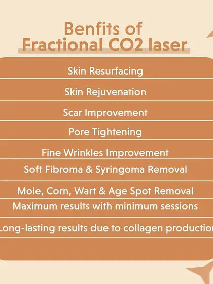 My Fractional CO2 laser is a versatile tool for addressing many common skin concerns. This list shows the wide range of benefits, from mole and wart removal to skin resurfacing and scar improvement, all with long lasting results.