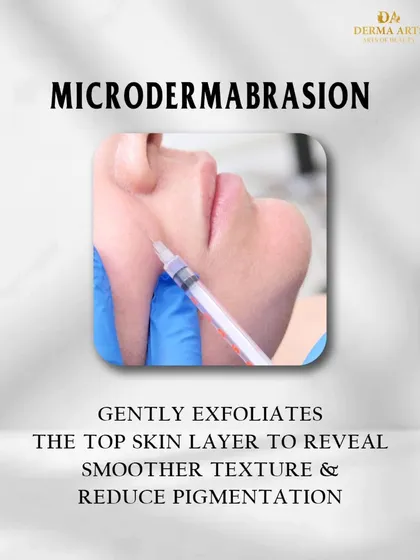 Microdermabrasion gently exfoliates the top layer of skin to reveal a smoother texture and reduce surface-level pigmentation for a brighter look.