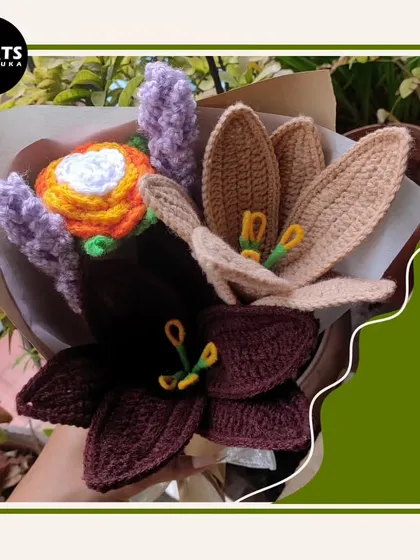 This custom lily bouquet features a unique color palette with brown, beige, and orange tones, showing how I can work with specific color requests for a personalized gift.