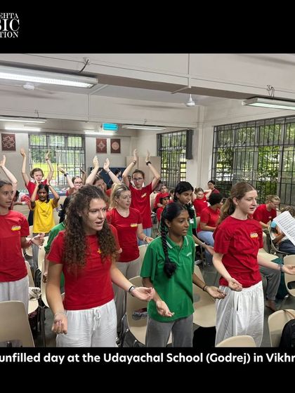A fun-filled day of music and movement as the visiting German choir participates in a workshop at the Udayachal School in Vikhroli.