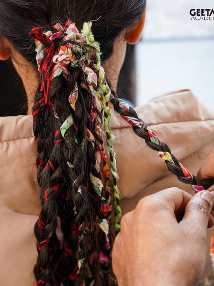 Creative hairstyling in action. Our students get to experiment with different textures and techniques in a real-world setting.