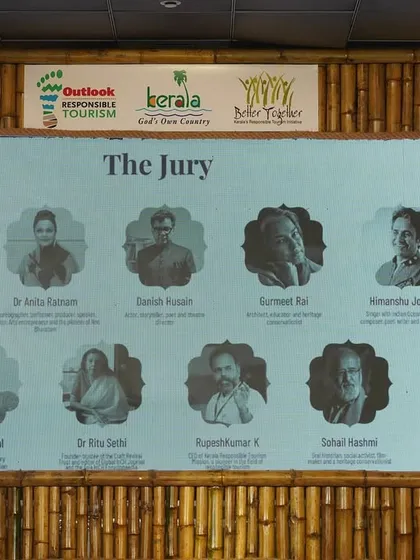 The jury panel for the Outlook Responsible Tourism Awards displayed on screen. It was an honor to be included in this group of illustrious experts to recognize excellence in the field.
