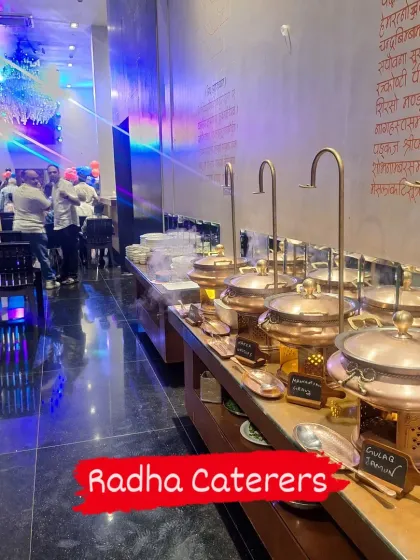 A glimpse of our elegant buffet presentation for a birthday bash. We use traditional copper serving dishes to keep food warm and add a touch of class to the dining experience.