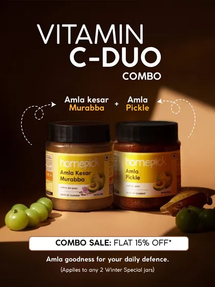 Get your daily dose of Vitamin C with our special duo combo. The Amla Kesar Murabba and Amla Pickle are packed with the goodness of amla for your daily defense.