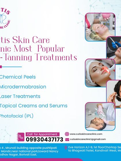 This graphic outlines our most popular de-tanning treatments. I offer a range of effective options, including chemical peels, microdermabrasion, and photofacials, to safely remove unwanted tan and restore your skin's natural tone.